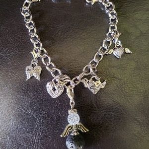 ENCHANTED 925 STERLING SILVER ROLO LINK INSPIRATIONAL ANGEL CHARM BRACELET